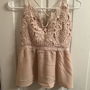 Tan floral tank top